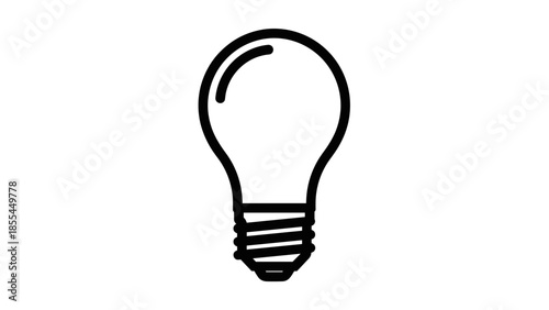 Simple Black Line Drawing of Light Bulb.