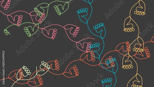 Barefoot footprint trails. Minimalist path symbolizing journey and freedom. Continuous line drawing animation for adventure themes. Colored silhouettes of footprints. Steps tracing path. Step by step.