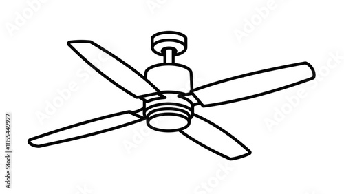 Simple Line Drawing of Ceiling Fan.