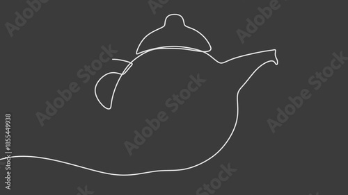 Tea shop emblem continuous line drawing animation. Tea pot by single line. National flag of India.