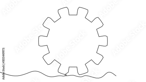 Time operation mode in gear. Customer support and retail. Seven days twenty four hour. Continuous line drawing animation.