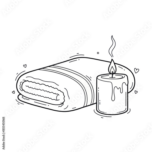 Relaxing Spa Day Towel and Candle Illustration for Wellness.