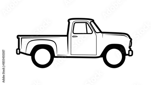 Vintage Pickup Truck Side View Illustration.