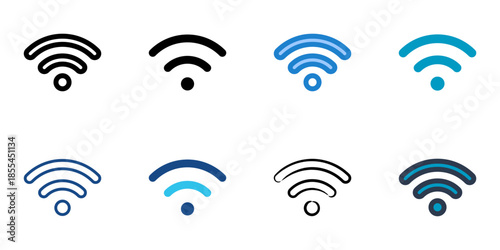 Wifi icons set multiple style collection. Editable stroke 
