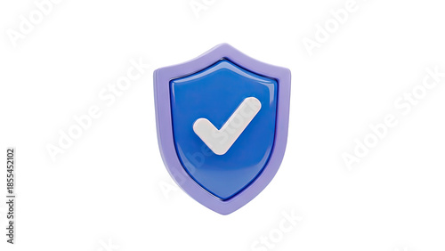 3D Shield with Check Mark Icon on transparent background