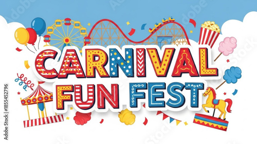 Vibrant carnival fun fest with colorful rides and attractions