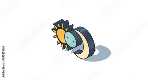 Artistic representation of the sun and moon symbolizing day and night in a unique design.