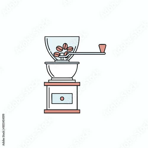 A simplified illustration of a coffee grinder with beans