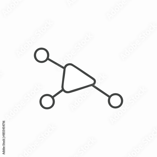 A geometric shape, a central triangle with connected circles via lines on white background