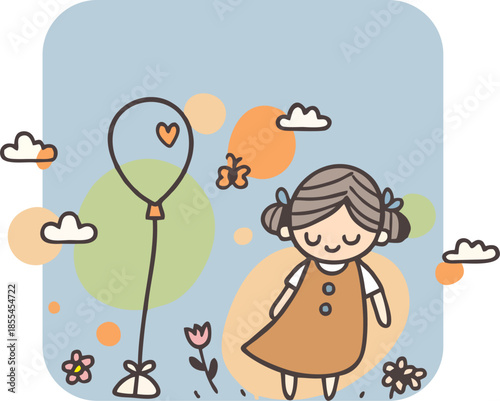 Little Girl Playing with Balloon