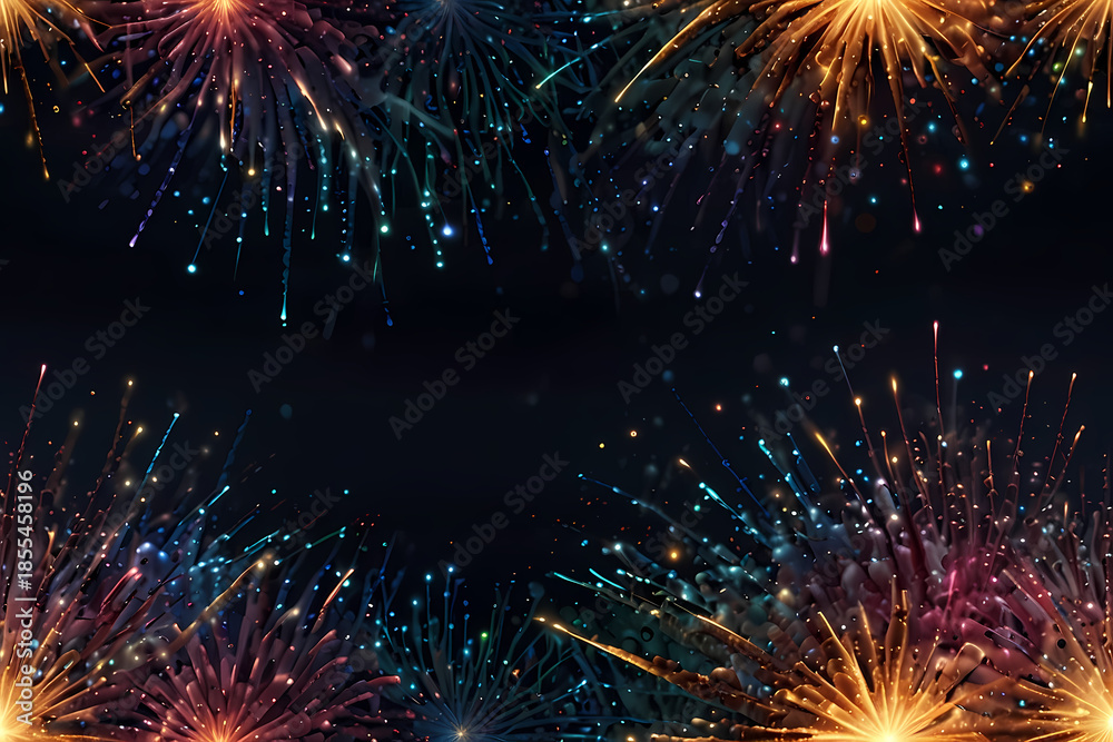 Fototapeta premium Abstract firework sparks forming glowing arcs