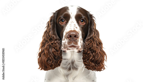Portrait Of English Springer Spaniel Head Isolated On White Background