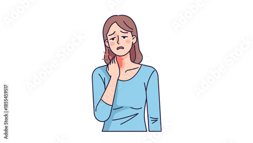Illustration of a worried woman touching her face with a pained expression