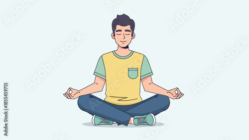 Peaceful young person practicing meditation in a calming environment