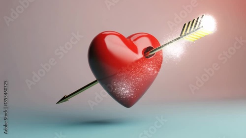 3D red heart with arrow stacked in the center.ai  