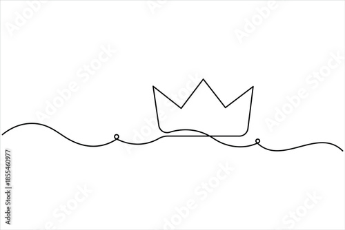 Continuous one line drawing of royal crown simple design concept vector illustration