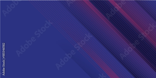 Dark blue abstract wide background with red light line stripes decoration. Modern tech corporate concept background design