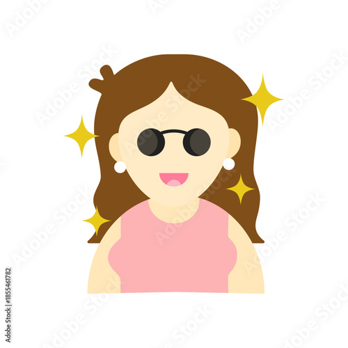 Woman wear sunglasses on white background.
