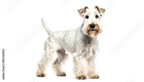 Wire Fox Terrier Dog Standing Isolated On White Background