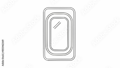 Airplane Window Porthole Outline Drawing Minimalist Design.