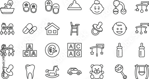 Newborn Items, Toys, Hygiene, Feeding, Clothing, Medical, Nursery Symbols for Parenting Content