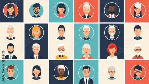 Diverse Group of People Avatars in Circular Frames.