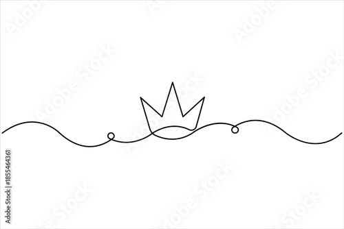 Continuous one line art drawing of royal crown exclusive design icon vector illustration