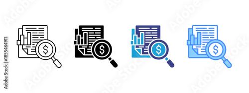 Research  icon set multiple style collection