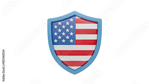 Free Download 3D USA flag shield on transparent background - GFXLoad