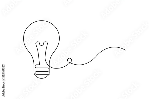 Continuous one line art design of light bulb. Single line drawing lamp concept outline vector illustration