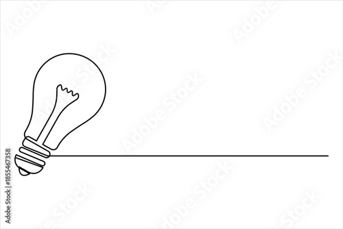 Continuous one line art design of light bulb. Single line drawing lamp concept outline vector illustration
