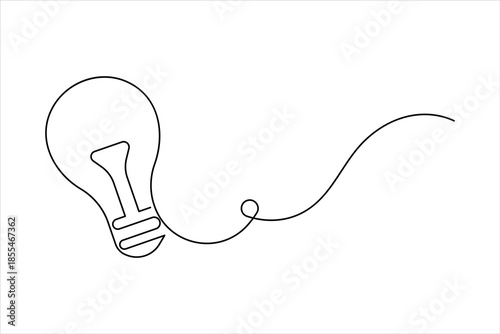 Continuous one line art design of light bulb. Single line drawing lamp concept outline vector illustration