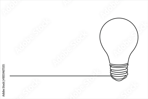 Continuous one line art design of light bulb. Single line drawing lamp concept outline vector illustration