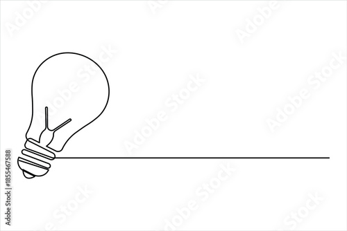 Continuous one line art design of light bulb. Single line drawing lamp concept outline vector illustration