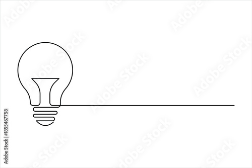 Continuous one line art design of light bulb. Single line drawing lamp concept outline vector illustration