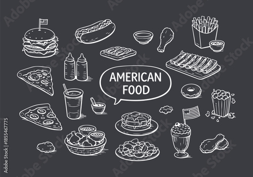 Classic American Fast Food Hand-Drawn Collection