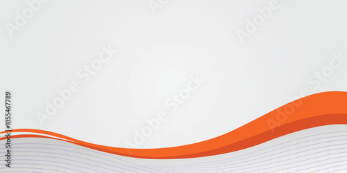 Modern abstract background with orange fluid waves and purple thin lines on grey gradient. Clean minimalist vector illustration for business presentations, landing pages, and corporate headers