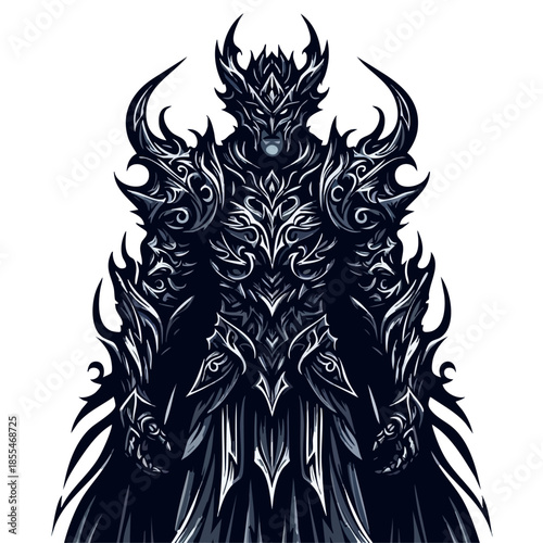 vector illustration of Dark warrior character, fantasy armor