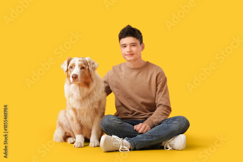 Teenage boy with cute Austr...