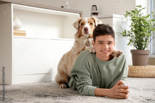Teenage boy with cute Austr...