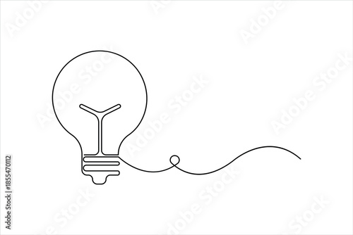 Light bulb continuous one line art drawing. Single line electricity lamp design vector art illustration
