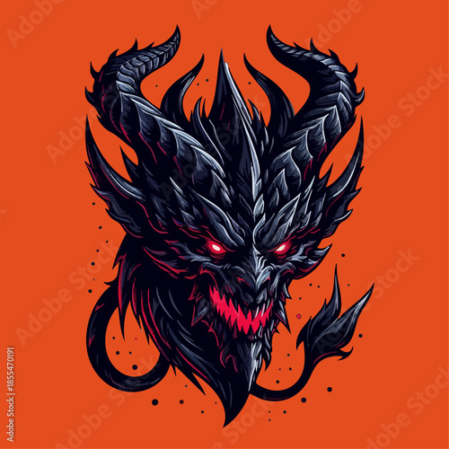 vector illustration of Dark demon, sharp horns