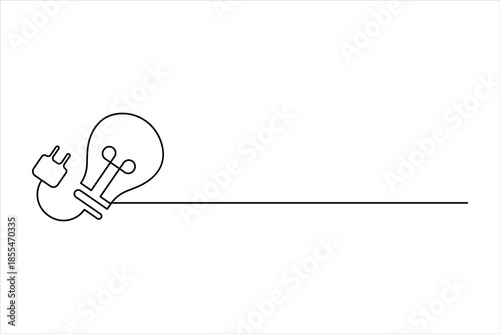 Light bulb continuous one line art drawing. Single line electricity lamp design vector art illustration
