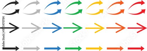 Arrows colorful set .Arrows. Arrow icon. Colorful arrows . Hand drawn Brush Check marks doodle set. checkbox, checklist, tick and cross signs, drawn concept. Hand drawn chalkboard doodle set