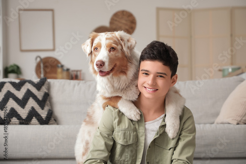 Teenage boy with cute Austr...