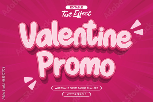 Valentine promo editable text effect with pink cartoon text style and with pink comic background