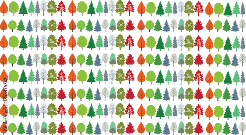 "Repeating Stylized Tree Pattern for Seasonal Design, Botanical Diversity, and Nature-Inspired Decorative Projects"