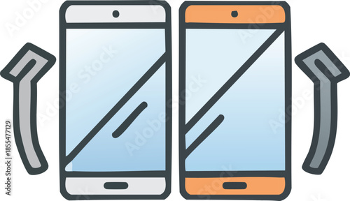 Rotating Smartphone Icons Indicating Device Orientation Change or Screen Rotation