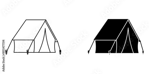 camping tent set icon on white background