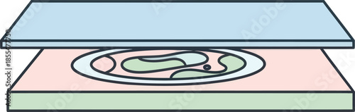 illustration of a 3d model of a hologram image of a magazine laying open on a table with a cover